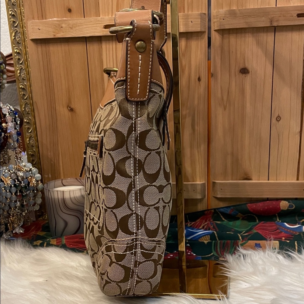 Coach Beige and Brown Signature Crossbody Bag - Picture 6 of 11